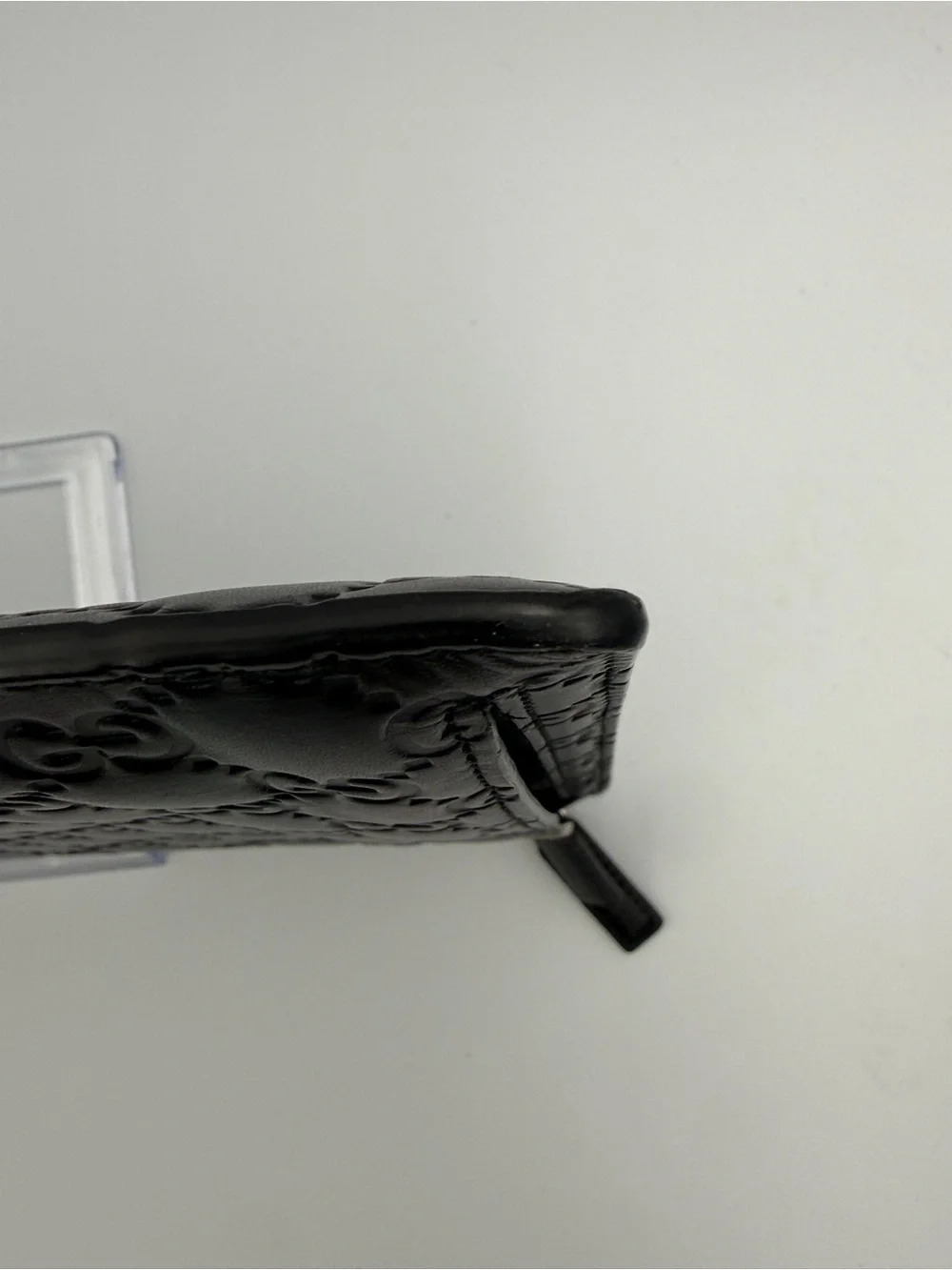 Gucci Black Signature Guccissima Leather Zippered Clutch Pouch